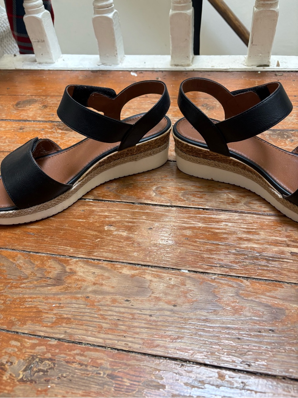Josef Seibel Black and Brown Wedge Sandals - Picture 2 of 7